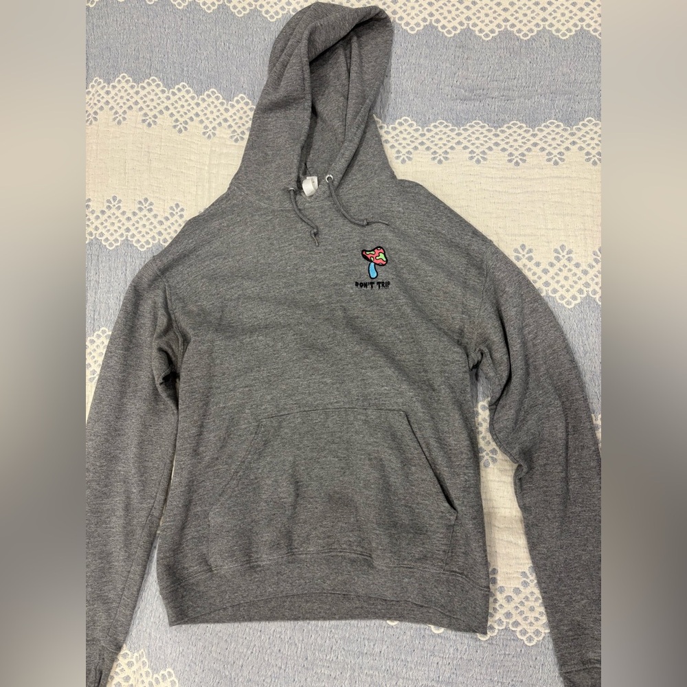 Gray Hoodie with Embroidered Design